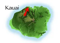 Map of Kauai marking The Blue Room