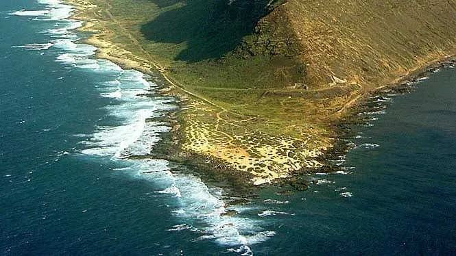 Aerial view of Kaena Point, the westernmost tip of Oahu.