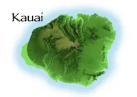 Map of Kauai marking Kauai by Air