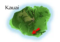 Map of Kauai marking Kukuiolono Golf Course & Park