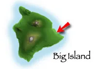 Map of Big Island marking Hilo Panaewa Zoo
